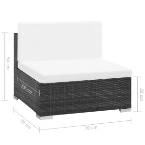 Set mobilier de grădină cu perne, 7 piese, negru, poliratan - Img 10