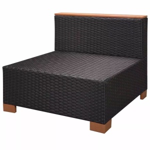 Set mobilier de grădină cu perne, 7 piese, negru, poliratan - Img 12