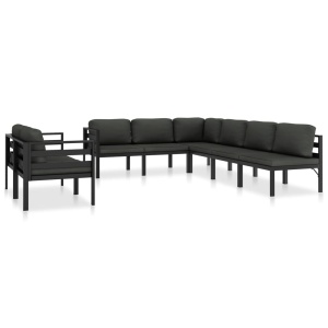 Set mobilier de grădină cu perne, 8 piese, antracit, aluminiu