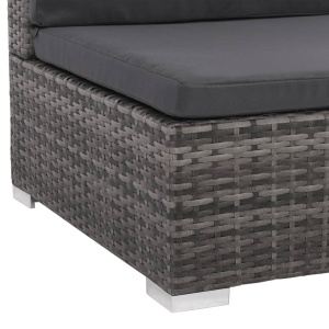 Set mobilier de grădină cu perne, 8 piese, gri, poliratan - Img 5