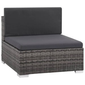 Set mobilier de grădină cu perne, 8 piese, gri, poliratan - Img 6