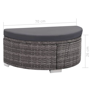 Set mobilier de grădină cu perne, 8 piese, gri, poliratan - Img 9