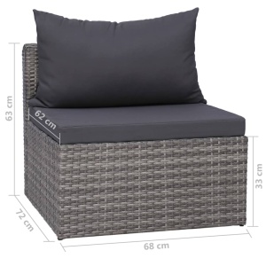 Set mobilier de grădină cu perne, 8 piese, gri, poliratan - Img 10