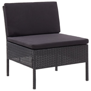 Set mobilier de grădină cu perne, 8 piese, negru, poliratan - Img 9