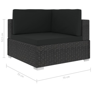 Set mobilier de grădină cu perne, 8 piese, negru, poliratan - Img 12
