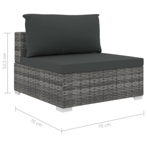 Set mobilier de grădină cu perne, 9 piese, gri, poliratan - Img 11