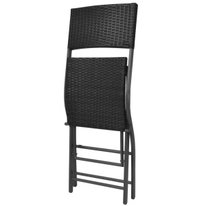 Set mobilier exterior pliabil, 7 piese, negru oțel, poliratan - Img 6