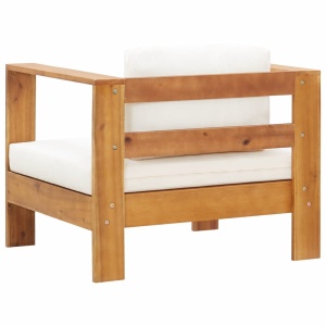 Set mobilier grădină cu perne, 4 piese, crem, lemn masiv acacia - Img 8