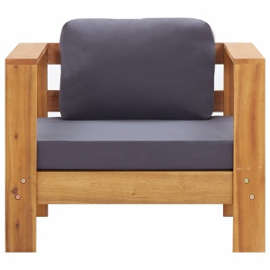 Set mobilier grădină cu perne, 4 piese, gri, lemn masiv acacia - Img 3