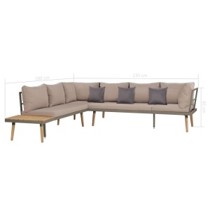Set mobilier grădină cu perne, 4 piese, maro, lemn acacia - Img 6