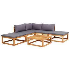 Set mobilier grădină cu perne, 6 piese, lemn masiv acacia