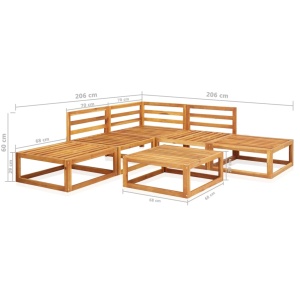 Set mobilier grădină cu perne, 6 piese, lemn masiv acacia - Img 11