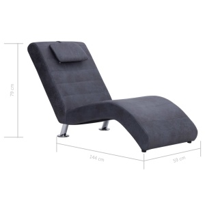 Șezlong cu pernă, gri, piele intoarsă artificială - Img 9