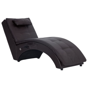 Șezlong de masaj cu pernă, maro, piele artificială - Img 2