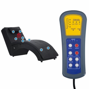 Șezlong de masaj cu pernă, negru, piele artificială - Img 9