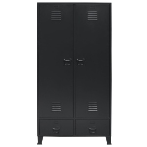 Șifonier metalic, stil industrial, 90x40x180 cm Negru - Img 2