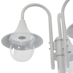Stâlp iluminare grădină, E27, 220 cm, aluminiu, 3 lămpi, alb - Img 4