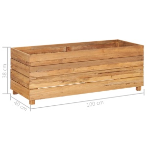 Strat inălțat, 100x40x38 cm, lemn de tec reciclat și oțel - Img 12