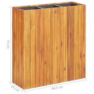 Strat inălțat de grădină cu 3 ghivece, lemn masiv de acacia - Img 9