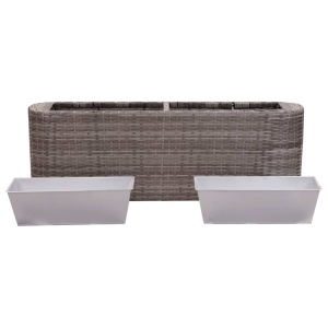 Strat inălțat de grădină gri 120x24x40 cm poliratan - Img 3