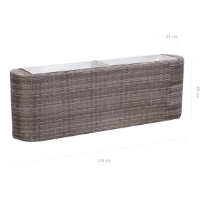 Strat inălțat de grădină gri 120x24x40 cm poliratan - Img 6