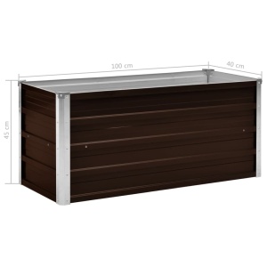 Strat inălțat de grădină, maro, 100x40x45 cm, oțel galvanizat - Img 6
