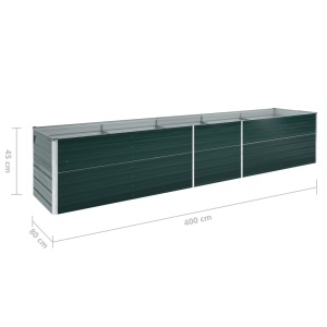 Strat inălțat de grădină, verde, 400x80x45 cm, oțel galvanizat - Img 5
