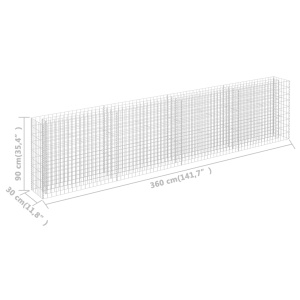 Strat inălțat gabion, 360 x 30 x 90 cm, oțel galvanizat - Img 6