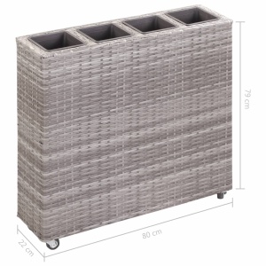 Strat inălțat grădină 4 ghivece, gri, 80x22x79 cm, poliratan - Img 6