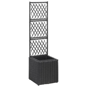Strat inălțat spalier 1 ghiveci negru 30x30x107 cm poliratan