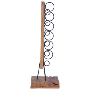 Suport 6 sticle de vin, 35x35x100 cm, lemn masiv de tec - Img 3