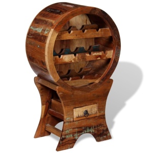 Suport pentru 10 sticle de vin, lemn masiv reciclat - Img 6