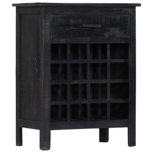 Suport sticle de vin, negru, 56x35x75 cm, lemn masiv de mango - Img 9