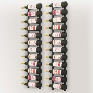 Suporturi vin montate pe perete, 12 sticle, 2 buc, negru, fier - Img 4