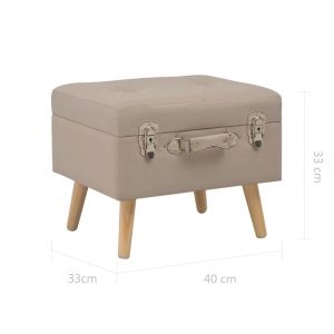 Taburet cu depozitare, 40 cm, bej, material textil - Img 9