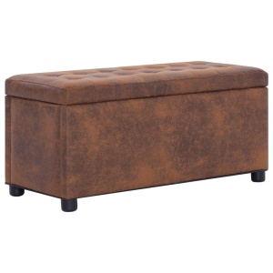 Taburet de depozitare, maro, 87,5 cm, piele intoarsă ecologică