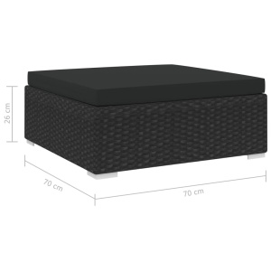 Taburet modular, 1 buc., negru, poliratan, cu pernă - Img 4