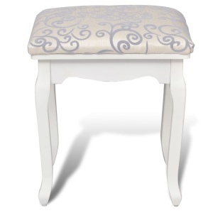 Taburet pentru dressing, alb crem, material textil - Img 3