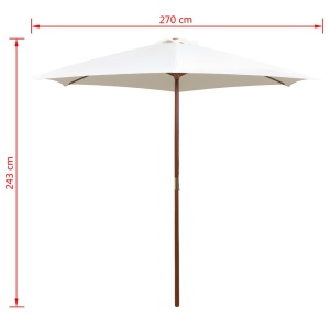 Umbrelă de soare cu stâlp de lemn 270 x 270 cm, alb crem - Img 5