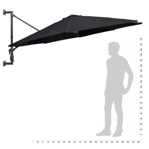 Umbrelă de soare de perete cu stâlp metalic, negru, 300 cm - Img 7