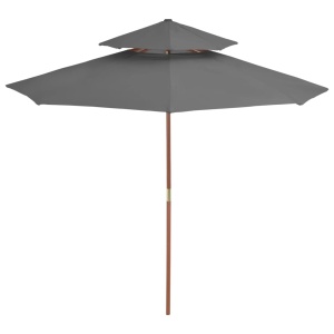 Umbrelă de soare dublă, stâlp din lemn, 270 cm, antracit - Img 3