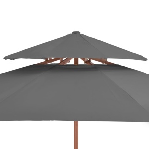 Umbrelă de soare dublă, stâlp din lemn, 270 cm, antracit - Img 5