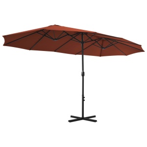 Umbrelă de soare exterior stâlp aluminiu, cărămiziu, 460x270 cm - Img 4