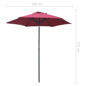 Umbrelă de soare, roșu burgund, 200 x 211 cm, aluminiu - Img 6