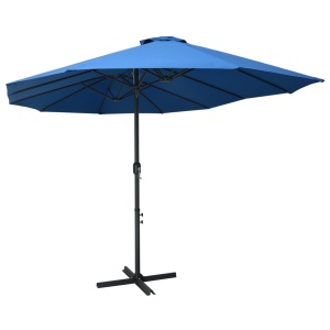 Umbrelă soare exterior cu stâlp aluminiu, albastru, 460x270 cm