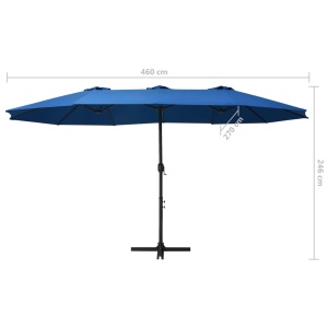 Umbrelă soare exterior cu stâlp aluminiu, albastru, 460x270 cm - Img 9