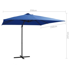 Umbrelă suspendată cu LED și stâlp oțel, azuriu, 250 x 250 cm - Img 9