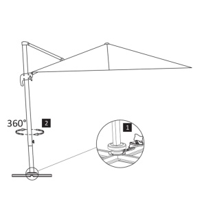 Umbrelă suspendată cu stâlp din aluminiu gri taupe 300x300 cm - Img 7