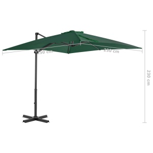 Umbrelă suspendată cu stâlp din aluminiu, verde, 250x250 cm - Img 7