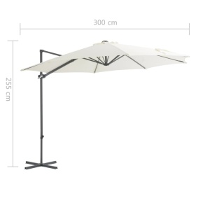 Umbrelă suspendată cu stâlp din oțel, nisipiu, 300 cm - Img 9